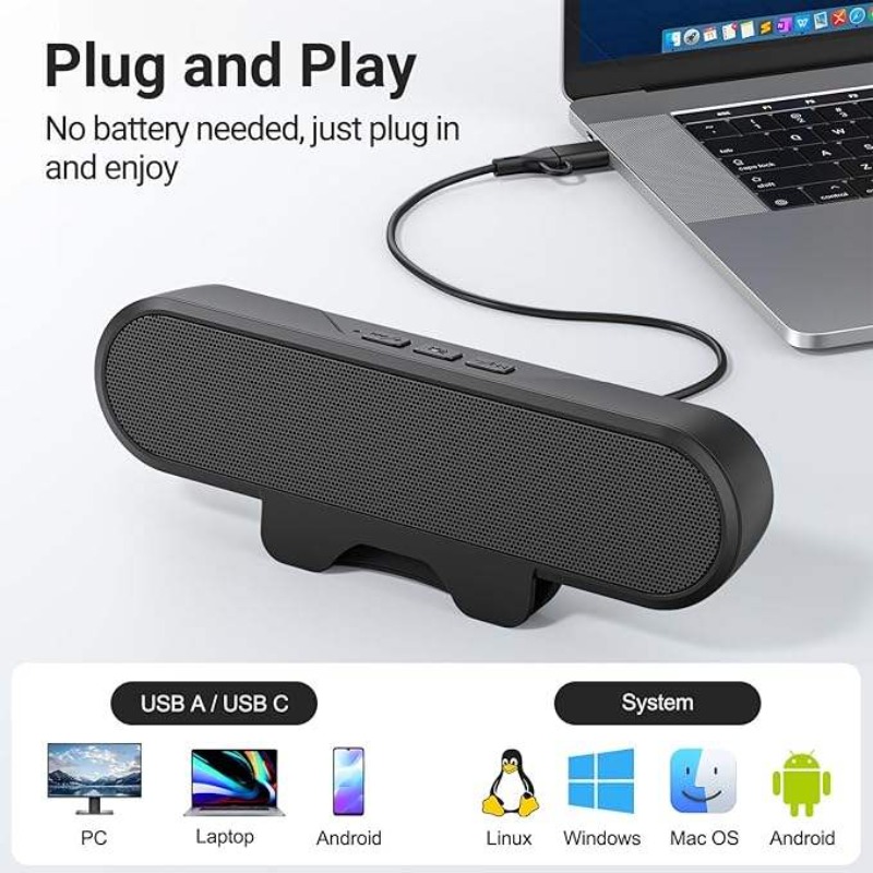 Audio Music Online Mp3 - 휴대용 클립형 USB 사운드바 10W 고출력