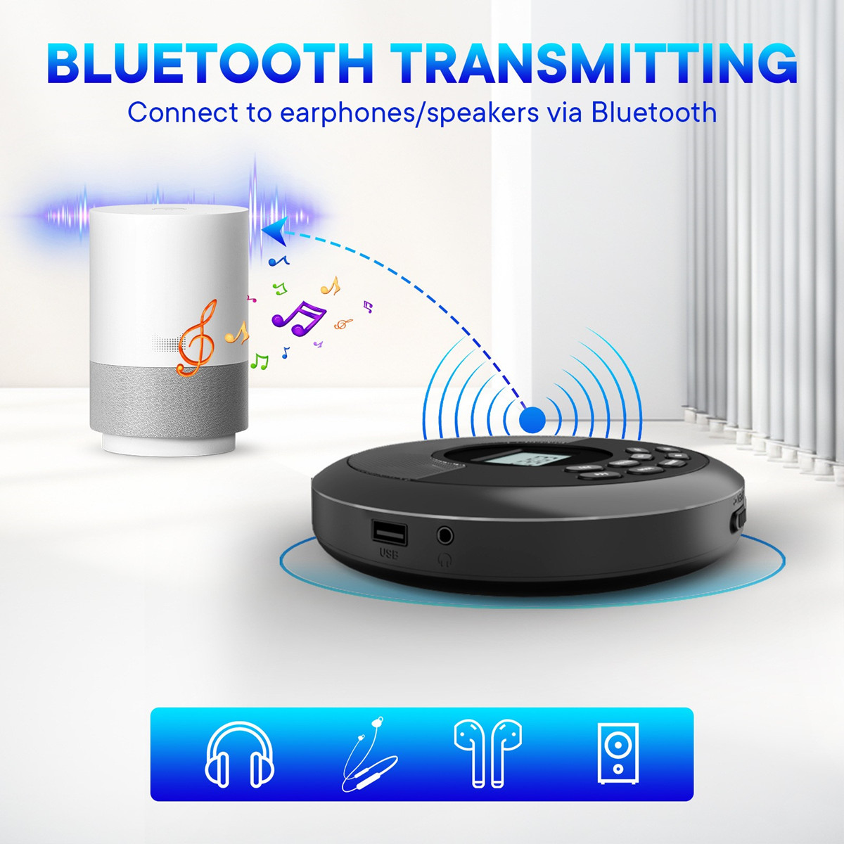 휴대용 CD 디스크 머신 MP3 USB 드라이브 블루투 - Audio Music Mp3 Songs 리뷰 및 가격