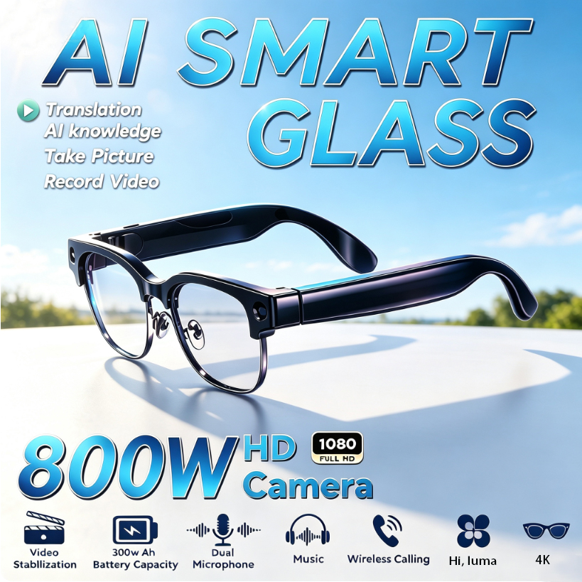 800W HD 픽셀 스마트 안경 남녀공용 AI 인식 다 - Audio Music Recognition 리뷰 및 가격